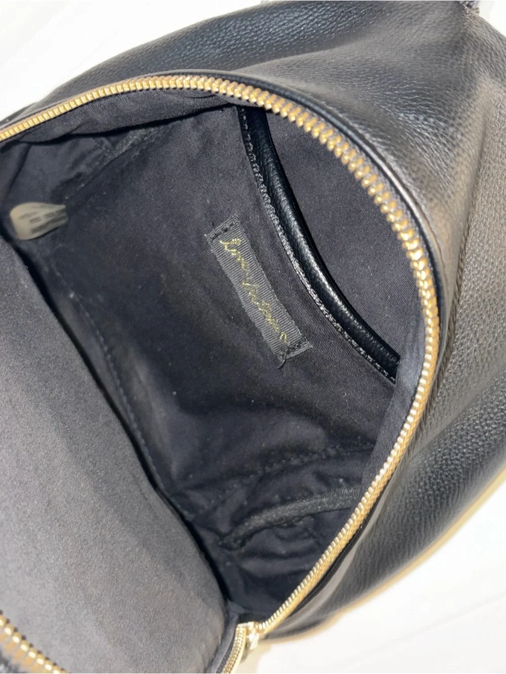 Victoria Secret Black Quilted Mini Backpack with Gold Chain Accent